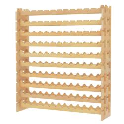 Casier &agrave; vin empilable 120 x 29 x 79 cm 72 bouteilles design naturel pratique en bois massif nature