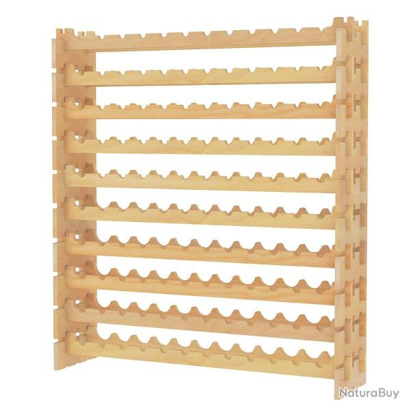 Casier � vin empilable 120 x 29 x 79 cm 72 bouteilles design naturel pratique en bois massif nature