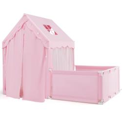 Tente de jeu pour enfants 177 x 97 x 136 cm double usage avec tapis lavable ambiance cosy en polyes