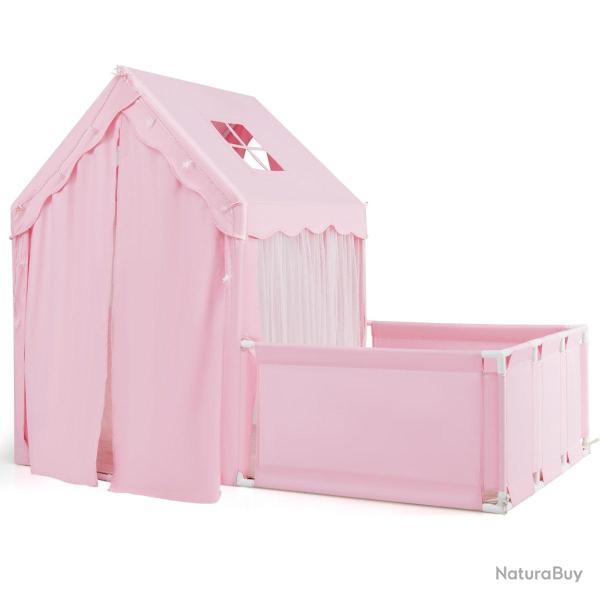 Tente de jeu pour enfants 177 x 97 x 136 cm double usage avec tapis lavable ambiance cosy en polyes
