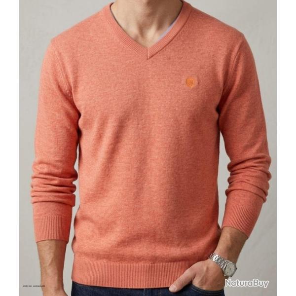 Pull homme CHALLENGER PALAIS2 col V : le confort longue dur�e d'une maille douce et lumineuse 2XL