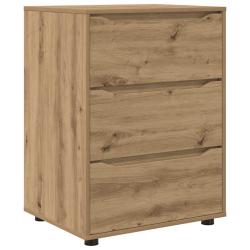 Armoire de rangement rectangulaire moderne pratique 60 x 48 x 81 cm en bois d'ing&eacute;nierie ch&ecirc;ne arti