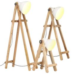 Lot de 3 lampadaires vintage design int&eacute;rieur 28 x 65 x 150 cm en bois de manguier blanc 02_0046706