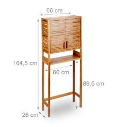 Placard de machine &agrave; laver pratique espace de rangement 80 x 40 x 180 cm en bambou naturel 13_00046