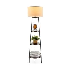 Lampe de sol avec 3 &eacute;tag&egrave;res 41 x 41 x 153 cm gain de place et ambiance chaleureuse style moderne e