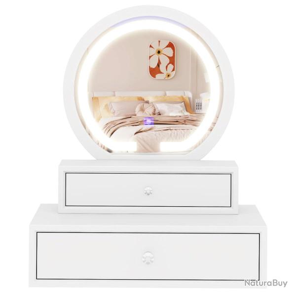 Miroir de vanit� �clair� 50 x 26 x 59,5 cm �nergie r�glable finition �l�gante en MDF blanc 20_00128