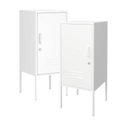 Lot de 2 tables de chevet avec poign&eacute;es &agrave; droite et &agrave; gauche blanc 03_0009720