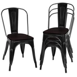 Lot de 4 chaises empilables en acier 51 x 44 x 85,5 cm confort ergonomique style industriel finitio