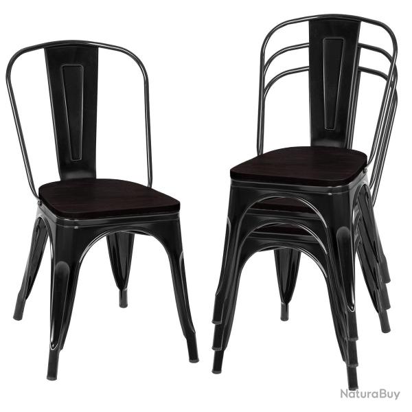 Lot de 4 chaises empilables en acier 51 x 44 x 85,5 cm confort ergonomique style industriel finitio