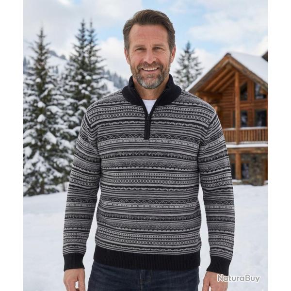 Pull col montant zipp� jacquard PAST1N M