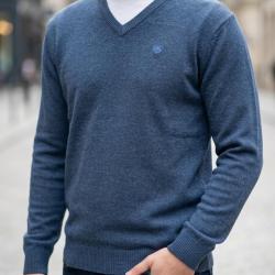 CHALLENGER PINSON1 -- Pull uni col V marine : chaleur et &eacute;l&eacute;gance au quotidien XL