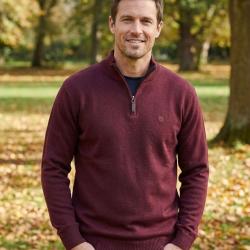 CHALLENGER PUL2005C -- Pull col montant zipp&eacute; bordeaux : chaleur haute densit&eacute; et style &eacute;l&eacute;gant 3XL
