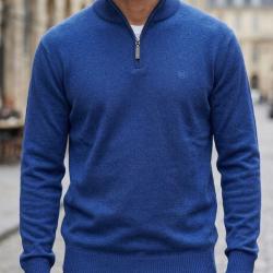 CHALLENGER PUL2005D -- Pull col V marine : tricotage haute densit&eacute; et chaleur garantie 3XL