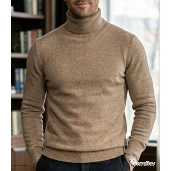 Pull col roul� MAYFLOWER RH037S - Maille douce coton & acrylique coloris Sable M