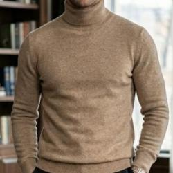Pull col roul&eacute; MAYFLOWER RH037S - Maille douce coton & acrylique coloris Sable L