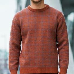 Pull Jacquard MAYFLOWER RH077T - Maille 30% laine Orange Tomette & Acier : confort et style L