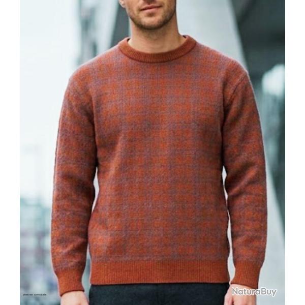 Pull Jacquard MAYFLOWER RH077T - Maille 30% laine Orange Tomette & Acier : confort et style 2XL