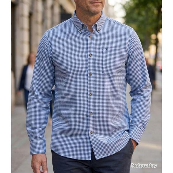 CHALLENGER TABOU1 -- Chemise manches longues bleu et gris : chaleur et coupe confort 41/42