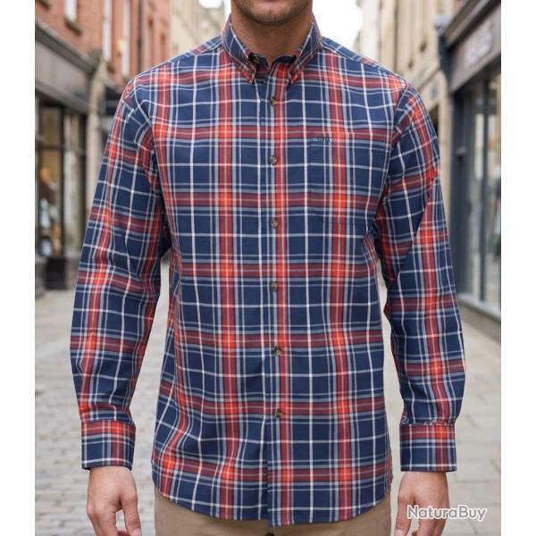 CHALLENGER TEMPETE1 -- Chemise manches longues bleu et orange : le confort durable en pur coton 45/4