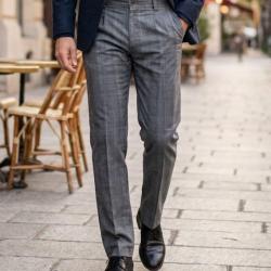 WINCHESTER WARD2G -- Pantalon &agrave; carreaux gris : &eacute;l&eacute;gance habill&eacute;e et coupe droite 46