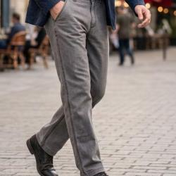 WINCHESTER WE1297T -- Pantalon confort gris taupe : aisance naturelle et coton d&eacute;lav&eacute; 46