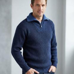 CHALLENGER PRIMO6 -- Pull col camionneur marine/bleu : chaleur et style authentique XL