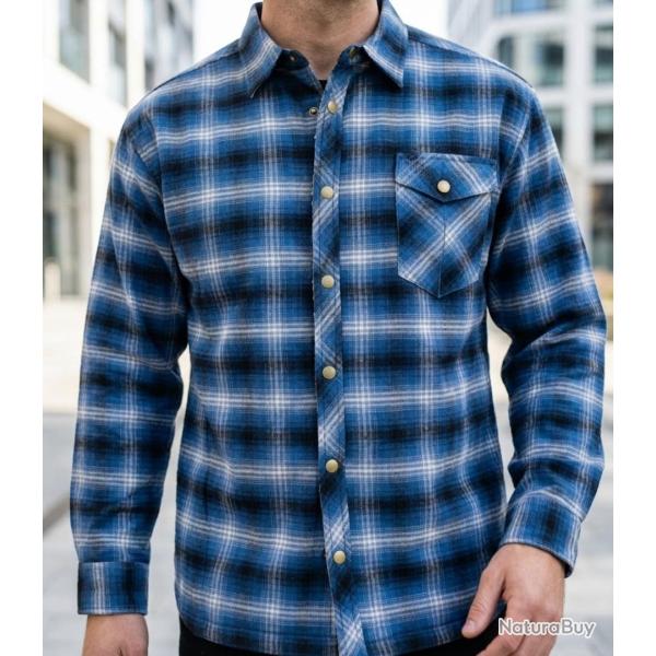 CHALLENGER BRUNO6 -- Surchemise flanelle bleu : l'alliance parfaite du style et de la chaleur XL