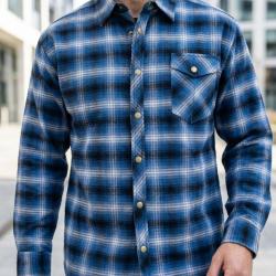 CHALLENGER BRUNO6 -- Surchemise flanelle bleu : l'alliance parfaite du style et de la chaleur 2XL