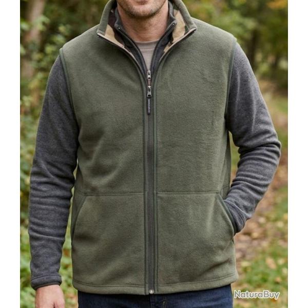 CHALLENGER SH1025 -- Gilet polaire sans manches r�versible kaki : isolation thermique et libert� de 