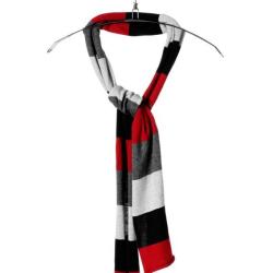 &Eacute;charpe Ray&eacute;e Grise, Rouge et Noire - Coton Doux M&eacute;lang&eacute;