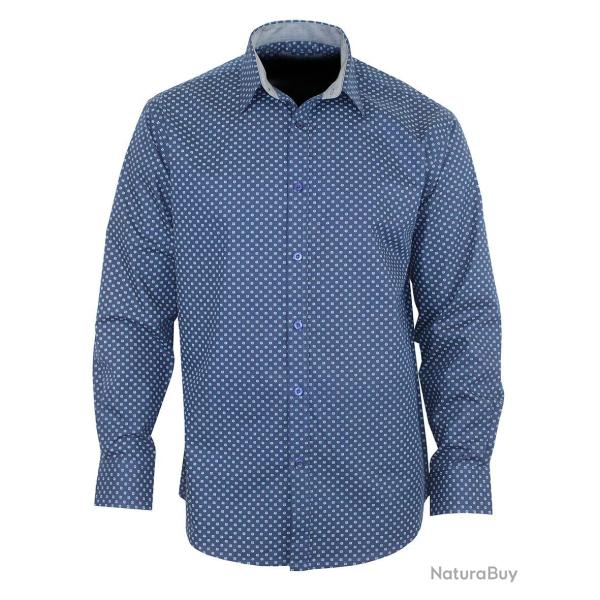 Chemise Homme Manches Longues Imprim�e "Marine / Bleu" (R�f. CH4005) 41/42