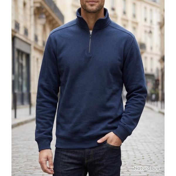 CHALLENGER PALERME2 -- Sweat col camionneur marine : le confort chaud et robuste 2XL