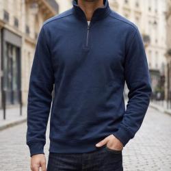 CHALLENGER PALERME2 -- Sweat col camionneur marine : le confort chaud et robuste 4XL