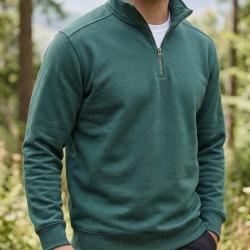 CHALLENGER PALERME4 -- Sweat col camionneur vert fonc&eacute; : confort et chaleur au quotidien 2XL
