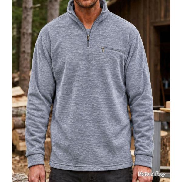 CHALLENGER CARIBOU4 -- Sweat polaire gris fonc� chin� : confort thermique et r�sistance XL