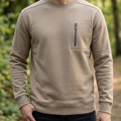 CHALLENGER GARRY2 -- Sweat col rond beige : le confort r&eacute;sistant au quotidien XL