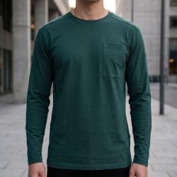 CHALLENGER CORSAIRE2 --T-shirt manches longues homme vert fonc&eacute; Confort pure maille coton 180g L