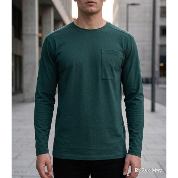 CHALLENGER CORSAIRE2 --T-shirt manches longues homme vert fonc� Confort pure maille coton 180g L