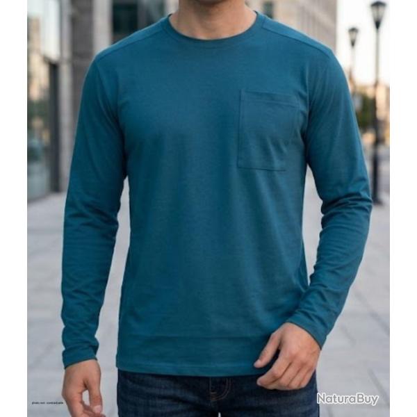 CHALLENGER CORSAIRE1 --T-shirt manches longues homme bleu Confort pure maille coton 180g L