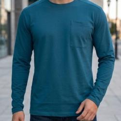 CHALLENGER CORSAIRE1 --T-shirt manches longues homme bleu Confort pure maille coton 180g 2XL