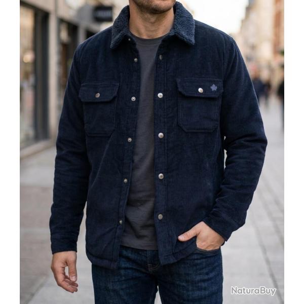 CHALLENGER CURTIS2 -- Blouson velours c�tel� doubl� noir : le style vintage au chaud L