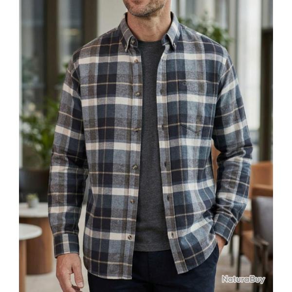 CHALLENGER BAKOU -- Chemise manches longues flanelle noir & beige : le confort doux et intemporel 45