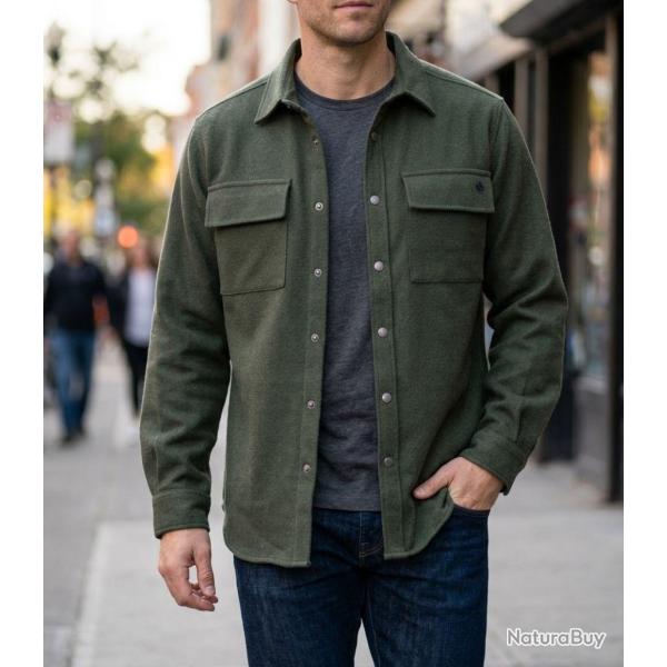 CHALLENGER BALTHUS1 -- Surchemise flanelle vert/kaki : la chaleur d�contract�e au quotidien XL