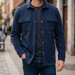 CHALLENGER BASTIEN1 -- Surchemise molleton marine : le confort chaud au style d&eacute;contract&eacute; L