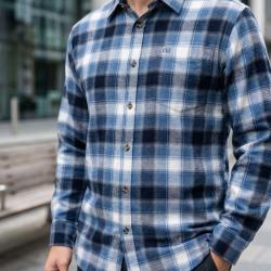 CHALLENGER BOB -- Chemise manches longues flanelle bleu/blanc : la douceur chaude au quotidien 49/50