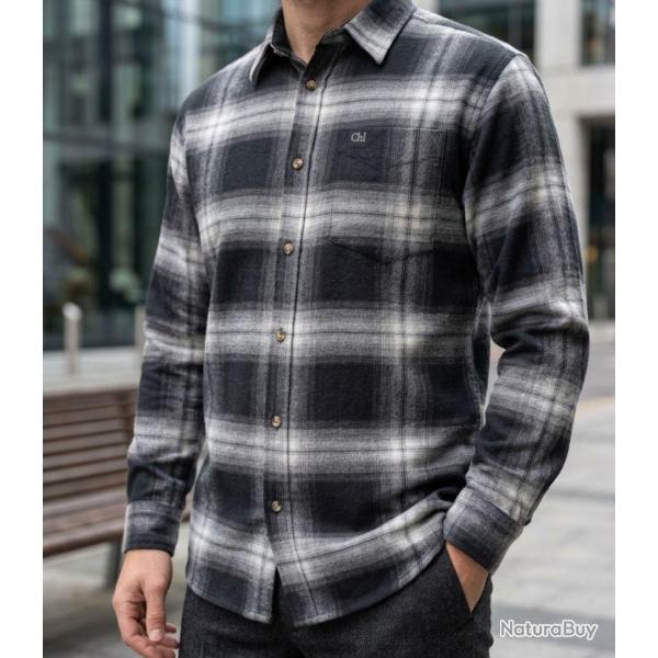 CHALLENGER BRONX -- Chemise manches longues flanelle noir/gris : la chaleur urbaine et sobre 43/44