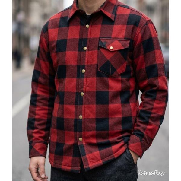 CHALLENGER BRUNO13 -- Surchemise flanelle doubl�e rouge/noir : la chaleur garantie au style b�cheron