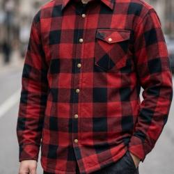 CHALLENGER BRUNO13 -- Surchemise flanelle doubl&eacute;e rouge/noir : la chaleur garantie au style b&ucirc;cheron