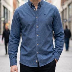 CHALLENGER BUCAREST2 -- Chemise manches longues flanelle bleu : le confort chaud au style classique 