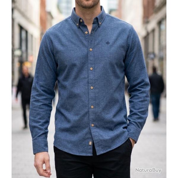 CHALLENGER BUCAREST2 -- Chemise manches longues flanelle bleu : le confort chaud au style classique 